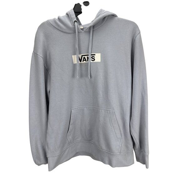 Vans Small Gray Hoodie Checkerboard Back Logo Pullover Sweatshirt Streetwear - Picture 1 of 8